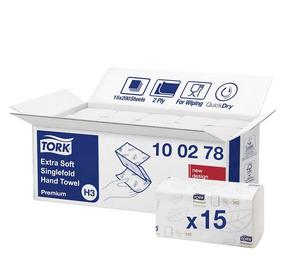Tork Singlefold extra jemné papierové utierky H3 PremiumCelulóza Biela 2 23x23cm 3000ks - Plastobal
