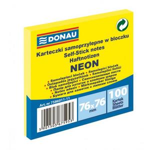 Bloček Donau neónový 76x76mm žltý - Plastobal