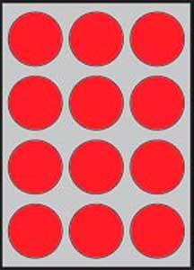 Etikety farebné priemer 60mm APLI A4 20 hárkov fluo červené - Plastobal