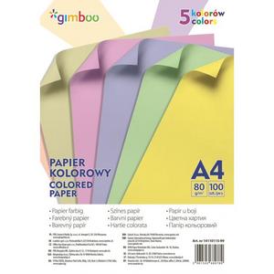 Farebný papier Gimboo A4 100 listov 80g 5 pastelových farieb - Plastobal