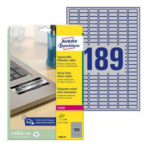 Etikety polyesterové 25,4x10mm Avery A4 strieborné 20 hárkov - Plastobal