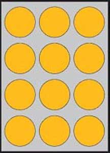 Etikety farebné priemer 60mm APLI A4 20 hárkov fluo oranžové - Plastobal