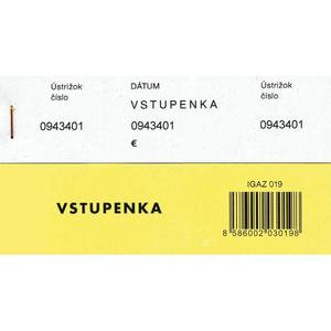 Vstupenka číslovaná 3-dielna 100 lístkov - Plastobal