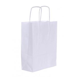 Papierová taška, stáčané ušká, 180x80x240mm, biela - Plastobal