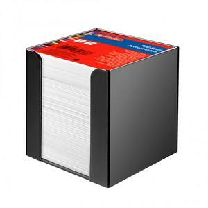 Blok kocka nelepená Herlitz 90x90x90mm biela v čiernej škatuľke - Plastobal
