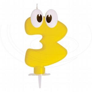 "Číslová sviečka so stojančekom ""3"" 80mm [1 ks]" - Plastobal