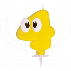 "Číslová sviečka so stojančekom ""4"" 80mm [1 ks]" - Plastobal