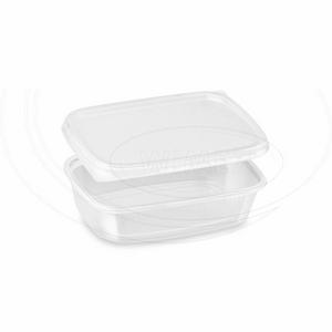 Miska (PP) hranatá priehľadná 125ml + viečko [250 sád] - Plastobal