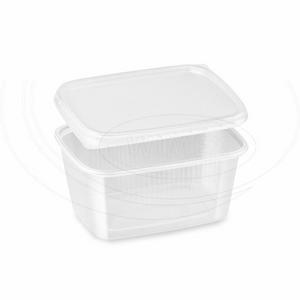 Miska (PP) hranatá priehľadná 250ml + viečko [250 sád] - Plastobal