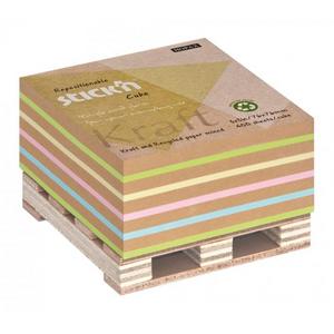 Blok kocka lepiaca na paletke 76x76mm 400 lístkov mix Kraft a pastel - Plastobal