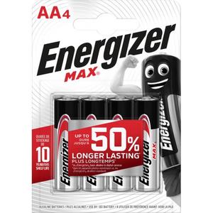 Batéria alkalická Energizer Max 1,5 V, typ AA,4 ks - Plastobal