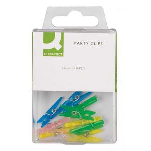 Štipce Q-Connect 25mm mixe farieb 20ks - Plastobal