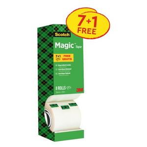 Lepiaca páska Scotch Magic neviditeľná popisovateľná 19mm x 33m v krabičke 7+1 zdarma - Plastobal
