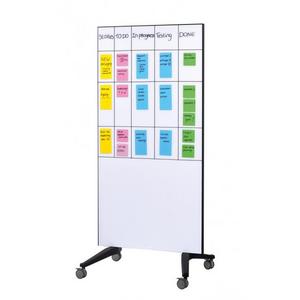 Tabuľa GLASSBOARD 90x175cm biela na kolieskach - Plastobal