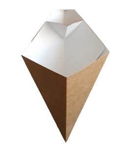 Papierová miska na hranolky s priehradkou na omáčky 300ml  ECO CONE L (40ks) - Plastobal