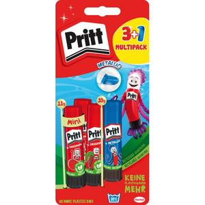 Lepiaca tyčinka Pritt Glue Sticks 3x 11g + 1x 10g Metallic Color (Orange or Blue) - Plastobal