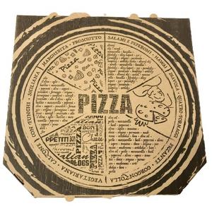 Krabica na pizzu z vlnitej lepenky 33 x 33 x 3,5 cm [100 ks] RETRO HNEDÁ - Plastobal