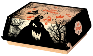 BurgerBox  Double/box s extra priečinkom / ks 200x130x110 s potlačou-Halloween - Plastobal