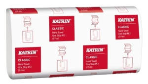 Katrin Classic One Stop skladané utierky na ruky biele (21bal/1kr) 61617 - Plastobal