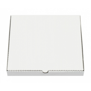 Krabica na pizzu z vlnitej lepenky OSTRÝ ROH 32 x 32 x 3 cm [100 ks] BIELA  - Plastobal