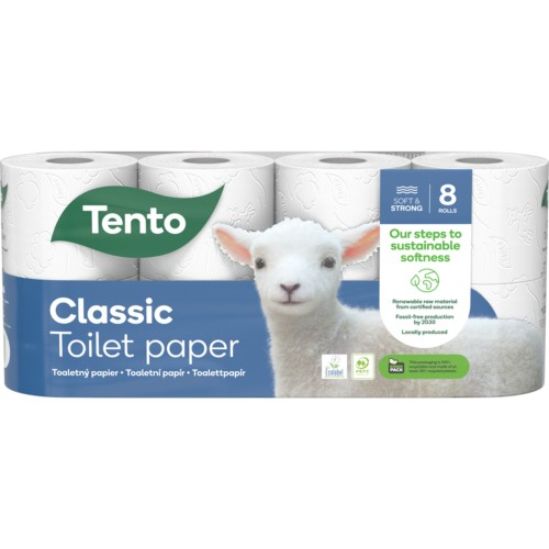 PAPIER TOALETNÝ TENTO Clasic White 8x150 biely 3 vrstvy - Plastobal