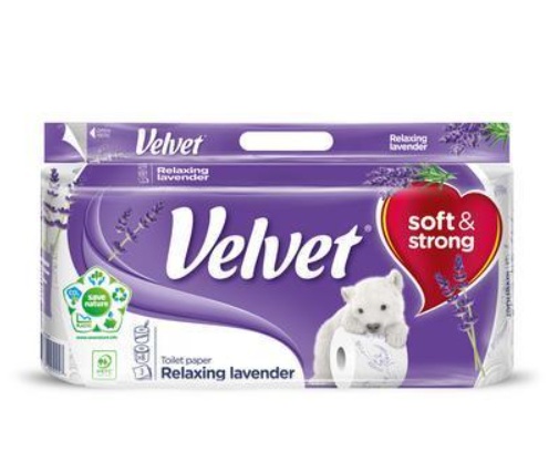PAPIER TOALETNÝ VELVET RELAXING LAVENDER 8ks 3-VRST. - Plastobal
