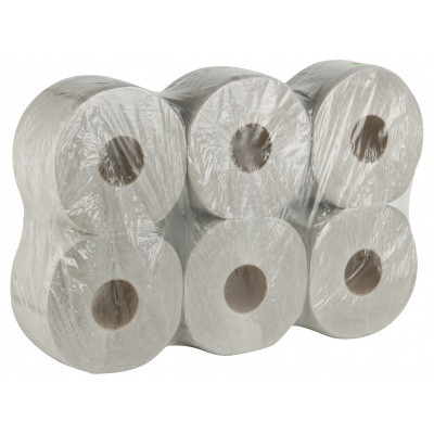 Toaletný papier 1vrstvý s ražbou natural `JUMBO` O19cm 100m [6 ks] - Plastobal