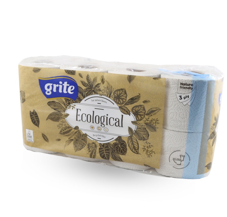 Toaletný papier Grite Ecological 3vrst. 8 ks - Plastobal