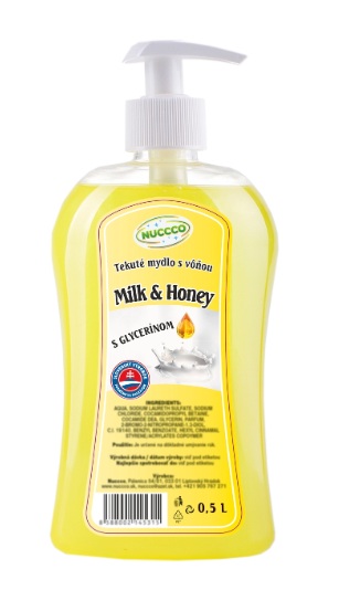 NUCCCO Tekuté mydlo Med a Mlieko 0,5 L - Plastobal
