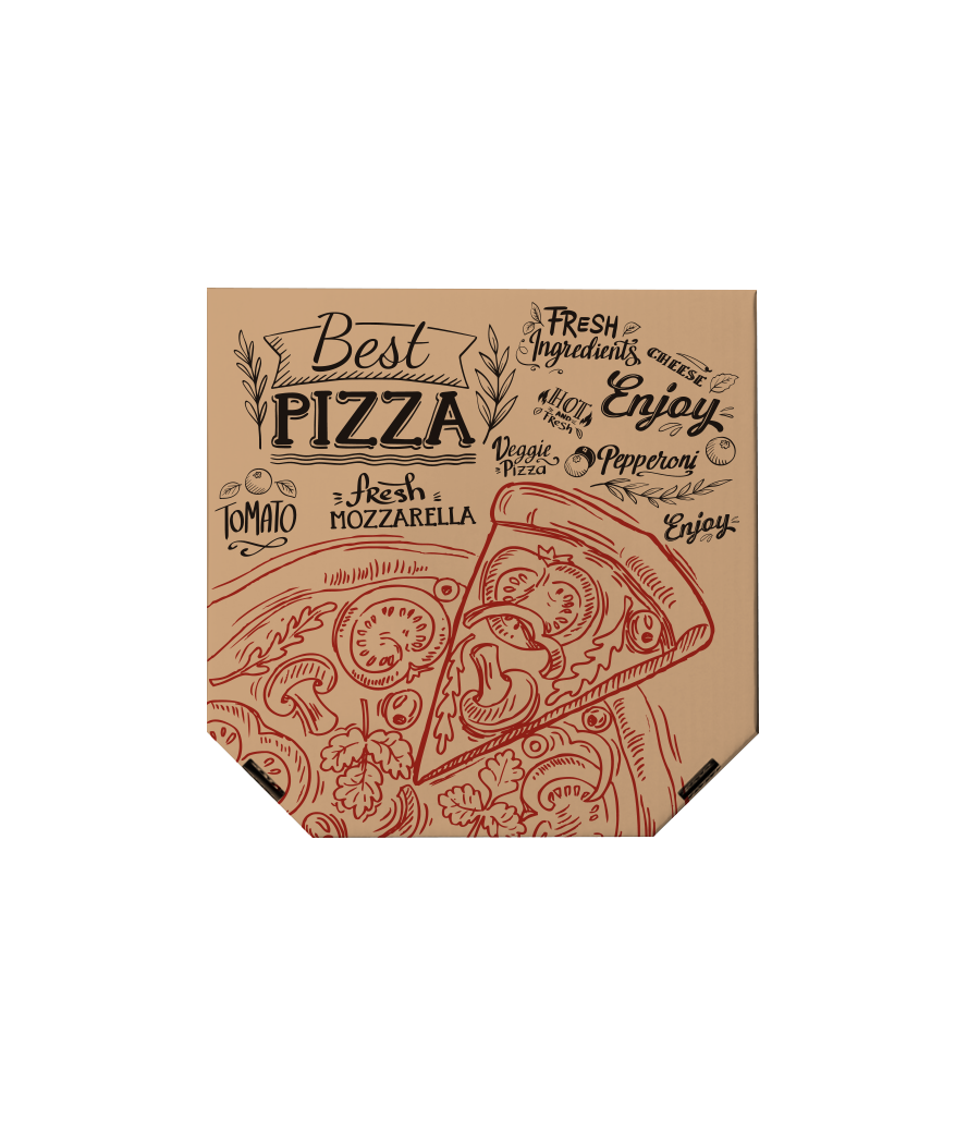 Krabica na pizzu z vlnitej lepenky 33 x 33 x 3 cm [100 ks]   - best/červeno čierna - Plastobal