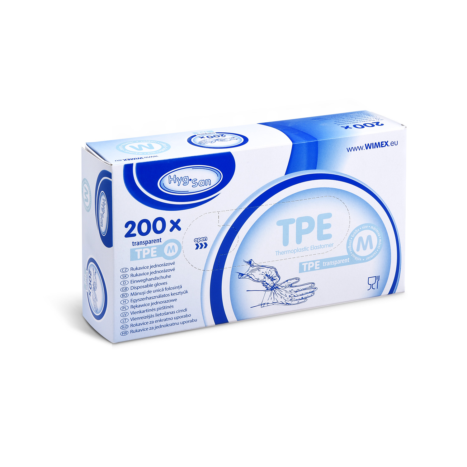 RUKAVICE (TPE) jednorázová transparentná `M` [200 ks] - Plastobal