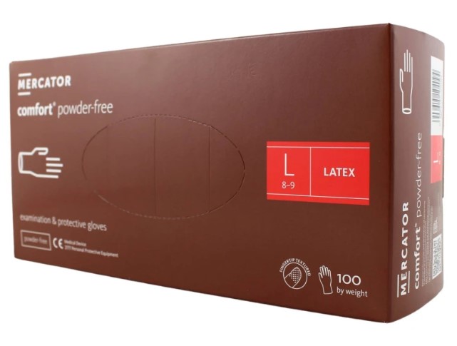 RUKAVICE (Latex) MERCATOR nepúdrovaná biela `L` [100 ks] - Plastobal