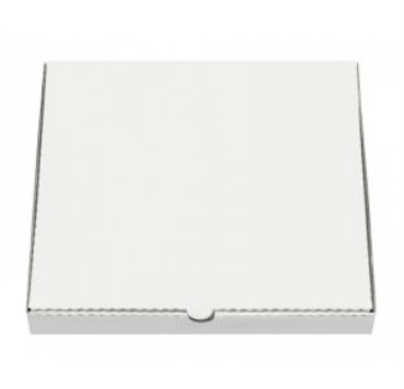 Krabica na pizzu z vlnitej lepenky OSTRÝ ROH 32 x 32 x 3 cm [100 ks] BIELA  - Plastobal